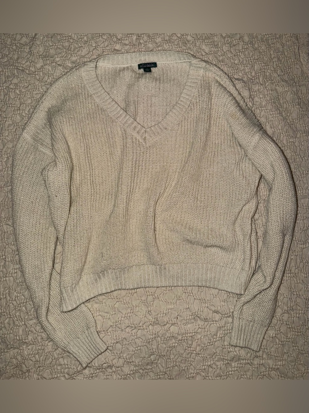 wild fable Cream V-Neck Chunky Knit Sweater